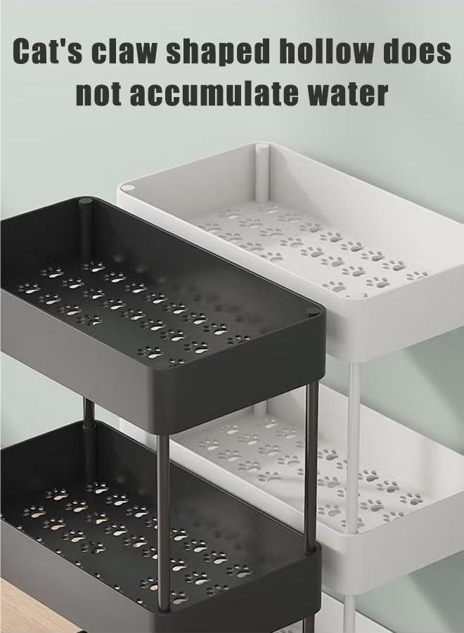 رف شق متحرك من 4 طبقات ، عربة بعجلات ، رف متعدد الطبقات ، لوازم المطبخ ، موسوعة منزلية ، رف تخزين شق من الأرض إلى السقف ، أسود - Image 5