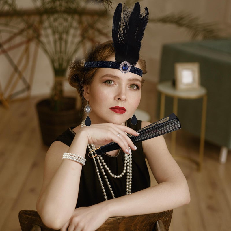 RIOSO 1920s Accessories for Women Flapper Gatsby Roaring 20s Accessories Costume Black - Image 3