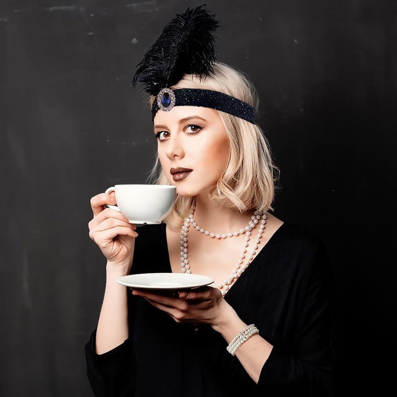 RIOSO 1920s Accessories for Women Flapper Gatsby Roaring 20s Accessories Costume Black - Image 2
