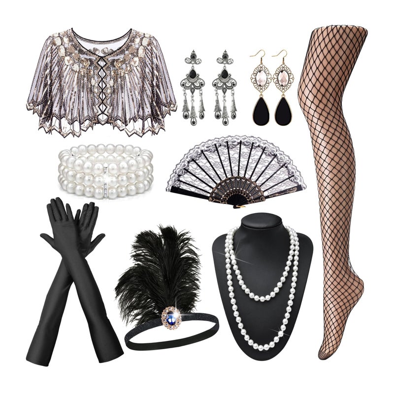 RIOSO 1920s Accessories for Women Flapper Gatsby Roaring 20s Accessories Costume Black - Image 1