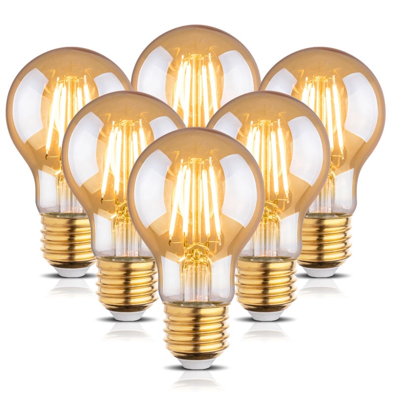 runquiz 2200k Led Light BulbVintage A19 Edison BulbsDimmable Amber Warm White Tone Light BulbAntique Led Filament Light BulbsOld Style Light Bulbs40W60W Equivalent4 Watt6 WattE26 Base - Image 2