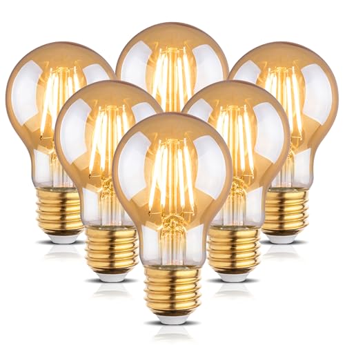 runquiz 2200k Led Light BulbVintage A19 Edison BulbsDimmable Amber Warm White Tone Light BulbAntique Led Filament Light BulbsOld Style Light Bulbs40W60W Equivalent4 Watt6 WattE26 Base - Image 1