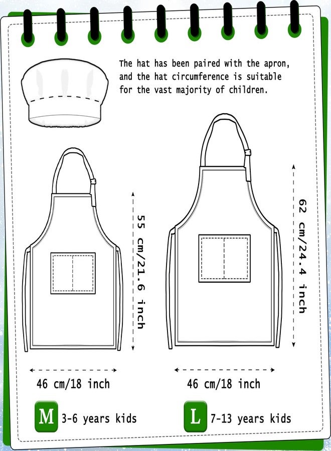 TOPWAYS Kids Apron and Chef Hat Set, Adjustable Check Child Chef Aprons with Pockets for Kids Painting Baking Cooking (Pink, M) - Image 3