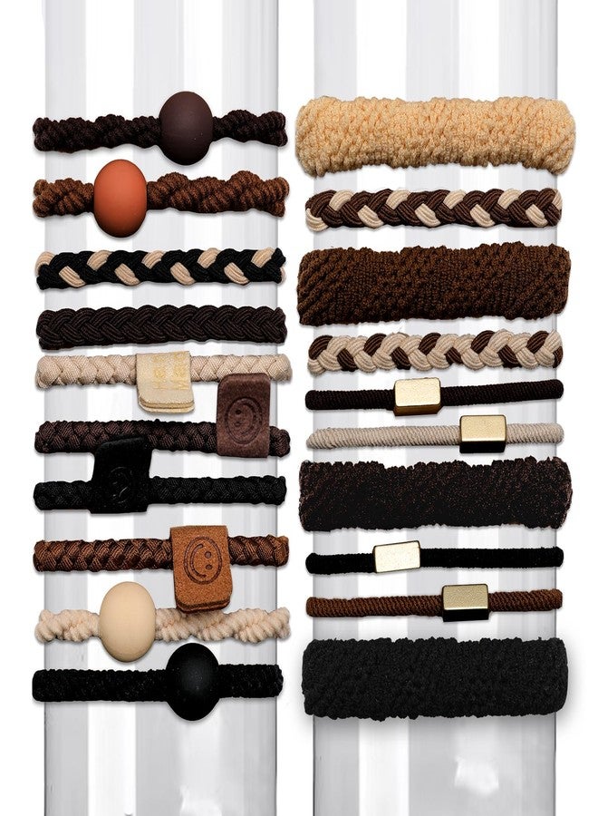 SIADEE Hair ties for women girl, 20pcs bracelets hair ties, not harming hair bands for thick, elastic hair ties for thin hair,brown bands,silk scrunchies, ponytail holder, ties for men - Image 1