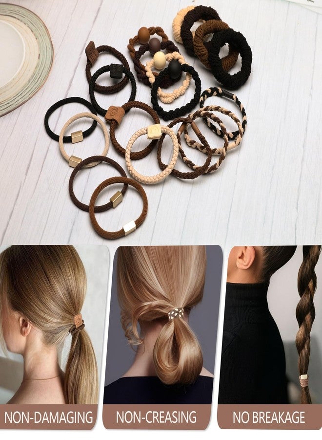 SIADEE Hair ties for women girl, 20pcs bracelets hair ties, not harming hair bands for thick, elastic hair ties for thin hair,brown bands,silk scrunchies, ponytail holder, ties for men - Image 4