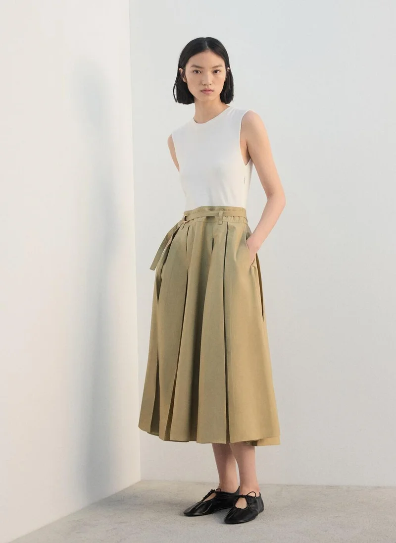 MANGO Flared midi-dress with belt