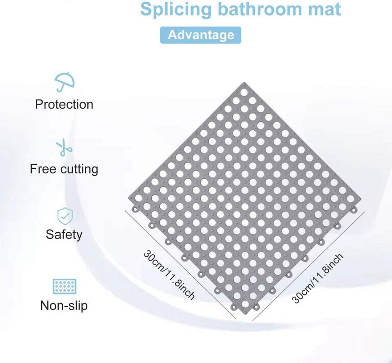 REDMART Interlocking Floor Tiles with Drain Holes Soft PVC Non Slip Shower Floor Mat Modular Interlocking Cushion Mat for Drain, Pool, Patio, Balcony, Kennel, Poultry, Floor Grid (18) - Image 2
