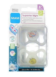 MAM Supreme Night Pacifier 6 Months Clear 2 Count  - Image 1