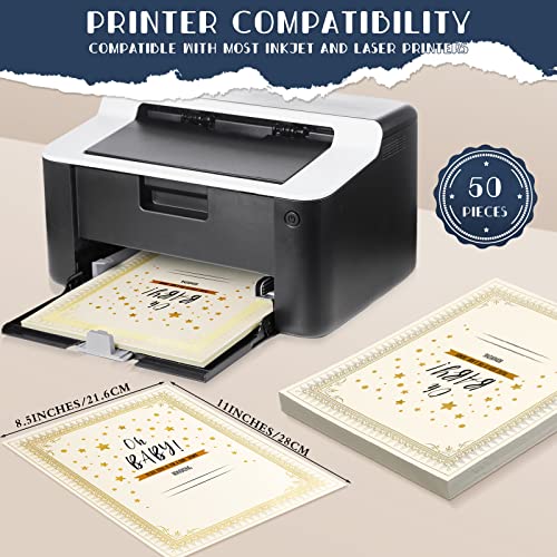 Fainne 50 Sets Certificate Kit Includes 50 Pcs 9.5 x 12 Inch Certificate Holders 50 Pcs Letter Size Papers 50 Pcs Foil Award Seals Diploma Covers for Appreciation(Navy Blue, Gold) - Image 3