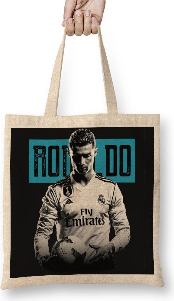 Baskı Dükkanı Print Shop Cristiano Ronaldo Melhor Do Mundo Tote Bag Long Handle 