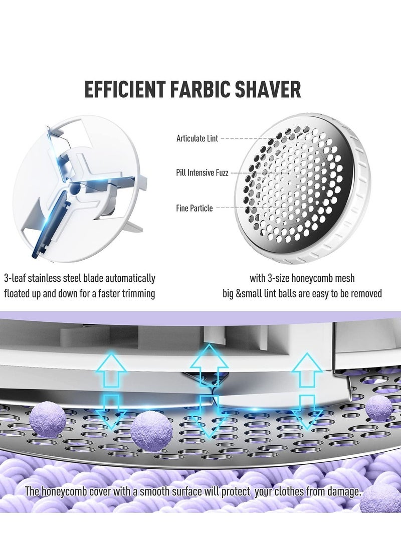 Y&D Fabric Shaver Defuzzer, Electric Lint Remover, Rechargeable Sweater with Stainless Steel 3-Leaf Blades Dual Protection Removable Bin  - Image 2