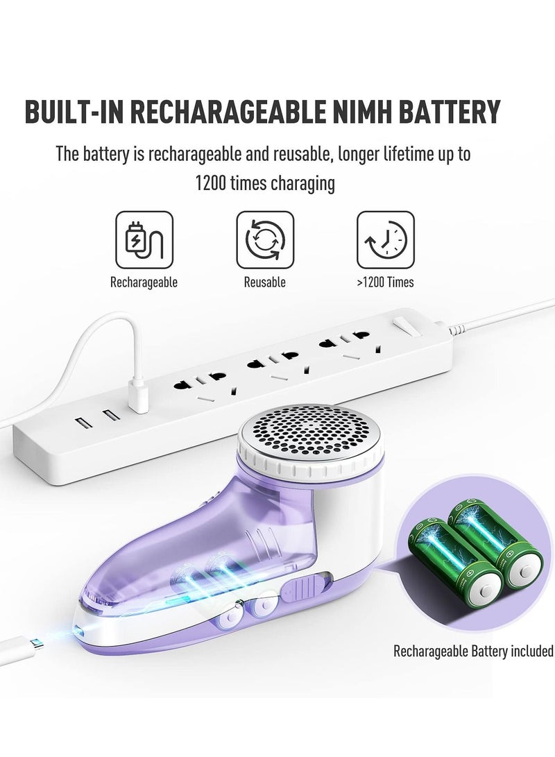 Y&D Fabric Shaver Defuzzer, Electric Lint Remover, Rechargeable Sweater with Stainless Steel 3-Leaf Blades Dual Protection Removable Bin  - Image 3