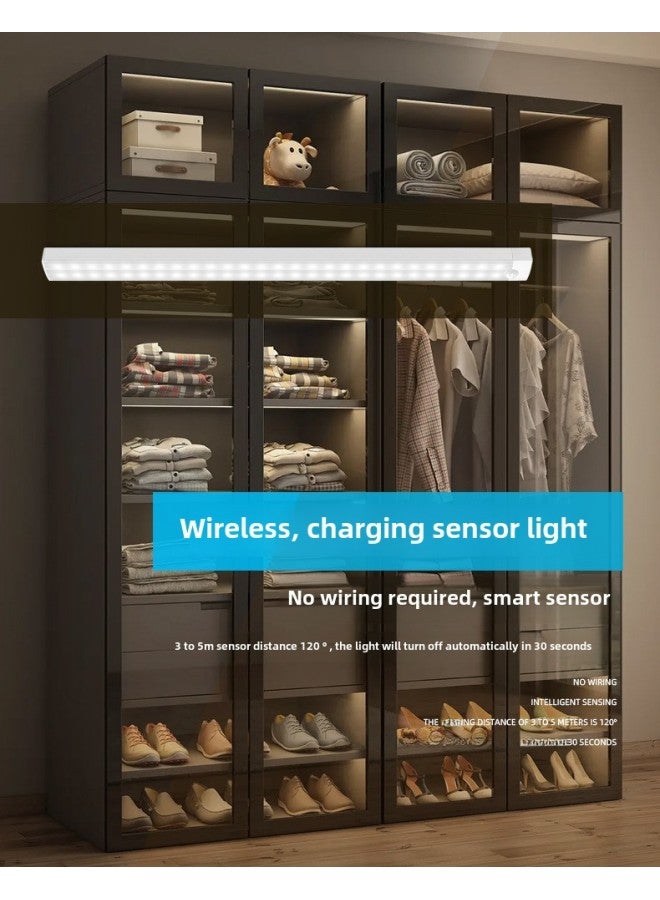 Loquat Light Bar Strip Lamp Cabinet Lamp Wardrobe Lamp Showcase Shoe Drawer Lamp Human Body Induction Lamp Charging Magnetic Self-adhesive-Light Color:White Light 30cm 【induction + Charging + Shutdown + Br - Image 3