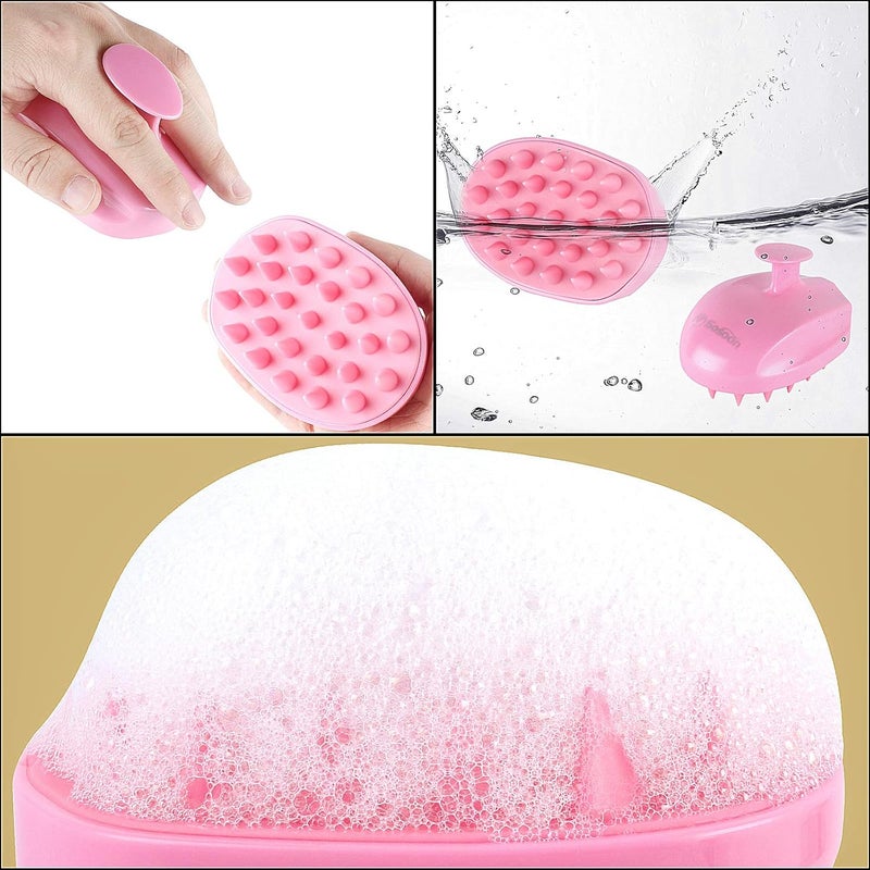 Sosoon Scalp Massager Shampoo Brush, Hair Scalp Scrubber Shower Hair Brush Head Massager for Stress Relax Hair Growth, Dandruff Brush Scalp Exfoliator for Women Men Kids Pets, Pink - Image 4