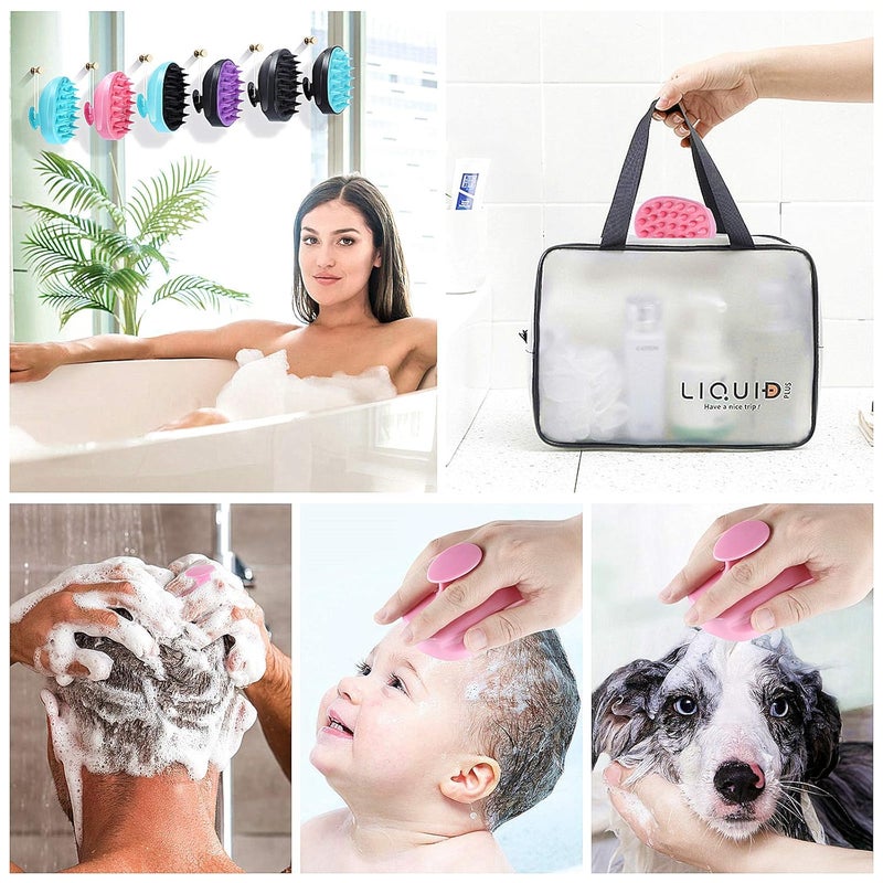 Sosoon Scalp Massager Shampoo Brush, Hair Scalp Scrubber Shower Hair Brush Head Massager for Stress Relax Hair Growth, Dandruff Brush Scalp Exfoliator for Women Men Kids Pets, Pink - Image 3