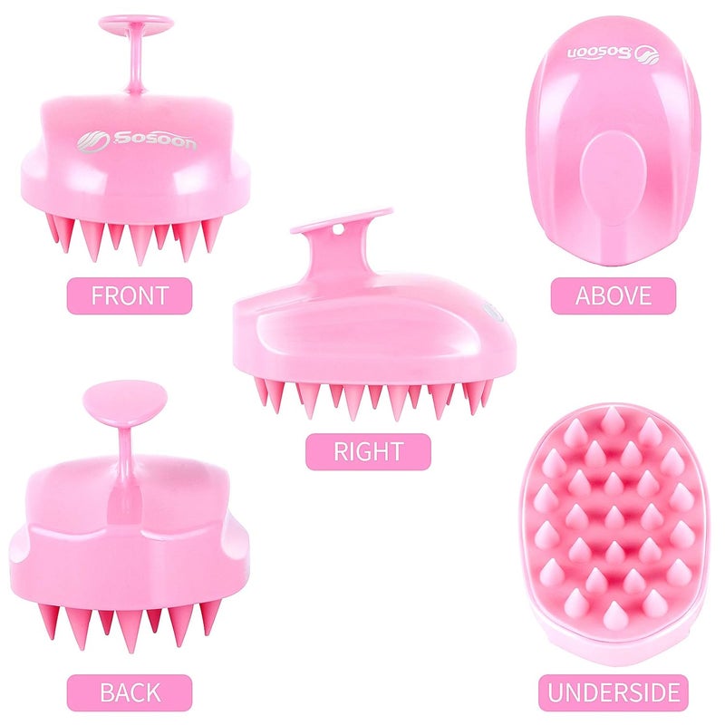 Sosoon Scalp Massager Shampoo Brush, Hair Scalp Scrubber Shower Hair Brush Head Massager for Stress Relax Hair Growth, Dandruff Brush Scalp Exfoliator for Women Men Kids Pets, Pink - Image 2