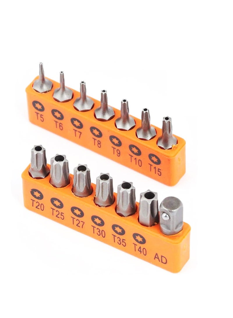 Yakumuz 14-Piece Tamper Resistant Star Bits, Yakumuz S2 Alloy Steel, T5 - T40 Security Torx Bit Set - Image 1