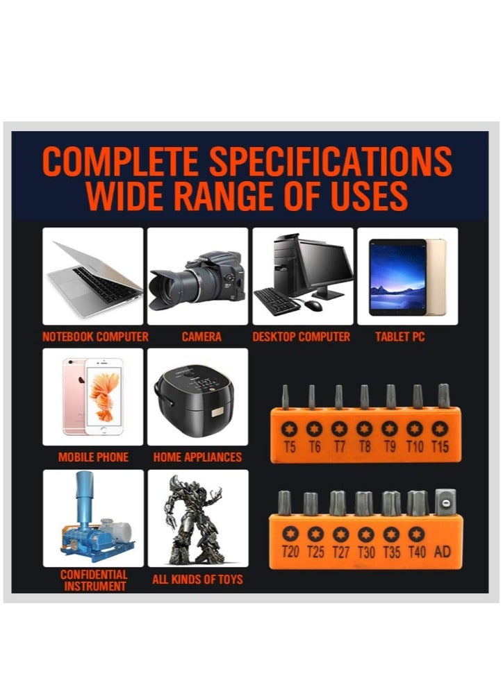 Yakumuz 14-Piece Tamper Resistant Star Bits, Yakumuz S2 Alloy Steel, T5 - T40 Security Torx Bit Set - Image 3