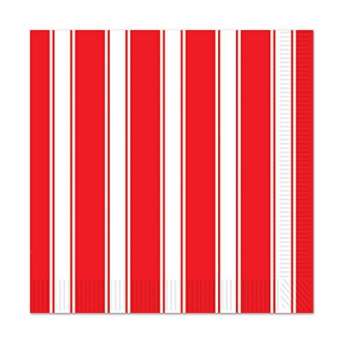 Beistle Red & White Stripes Design Luncheon Napkins - Image 3