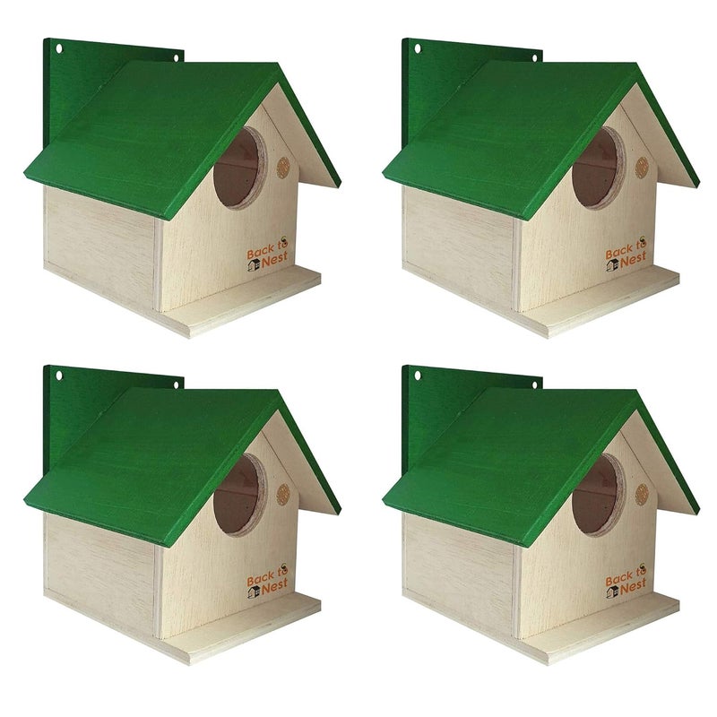 BackToNest Bird House Nest Box for Sparrow, Finches, Garden Birds Nest Boxes for Bird -BVN5 (4 Nos) multicolur - Image 3