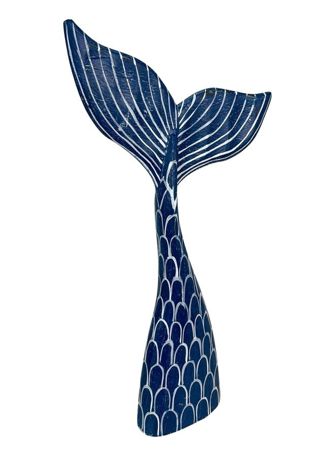 Things2Die4 Hand-Carved Navy Blue Wood Mermaid Tail Sculpture – 13.75" Nautical Coastal Table Decor, Beach House Accent, Ocean-Inspired Artisan Art, Indoor Shelf Display Statue, Unique Gift for Ocean Lovers - Image 2