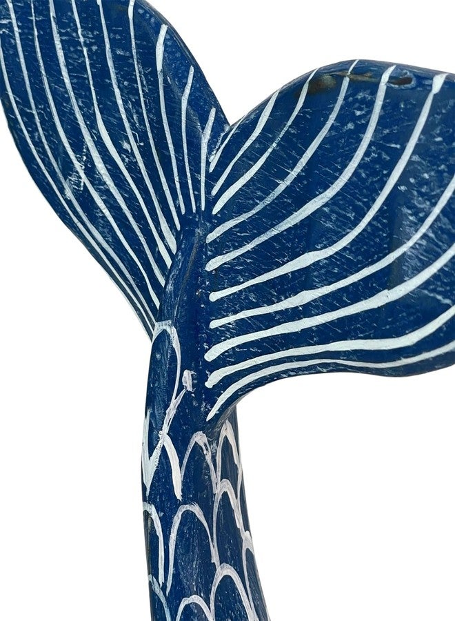 Things2Die4 Hand-Carved Navy Blue Wood Mermaid Tail Sculpture – 13.75" Nautical Coastal Table Decor, Beach House Accent, Ocean-Inspired Artisan Art, Indoor Shelf Display Statue, Unique Gift for Ocean Lovers - Image 3