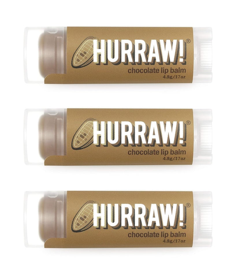 Hurraw Chocolate Lip Balm 3 Pack Organic Certified Vegan Cruelty and Gluten Free NonGMO 100 Natural Ingredients Bee Shea Soy and Palm Free Made in USA