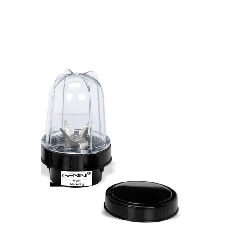 Gemini Bullet Jar for Mixer Grinder Small 350 ML ABS Transparent Juicer Jar Black NMA109 - Image 1