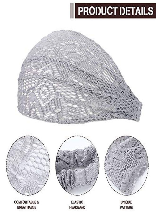 WILLBOND 6 Pieces Lace Headbands Head Wrap Elastic Elegant Bohemian Vintage Hair Turban Headband Stretch Wide Hair Band Headpieces Accessories For Women Girls 6 Colors (Retro Pattern)  - Image 5