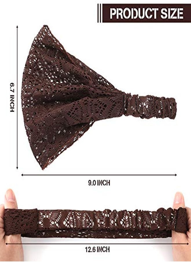 WILLBOND 6 Pieces Lace Headbands Head Wrap Elastic Elegant Bohemian Vintage Hair Turban Headband Stretch Wide Hair Band Headpieces Accessories For Women Girls 6 Colors (Retro Pattern)  - Image 3