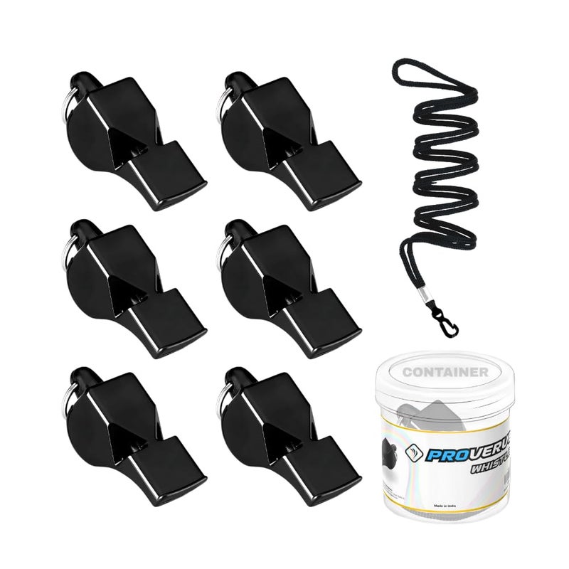 PROVERVE Whistle for Sports Coach with Lanyard, Professional Sports High Sound Whistles, Whistle High Sound, Hyper Whistle for Referee, Coaches, Sports, Life Guard, Self-Defence, Survival (Pack of 6) - Image 1