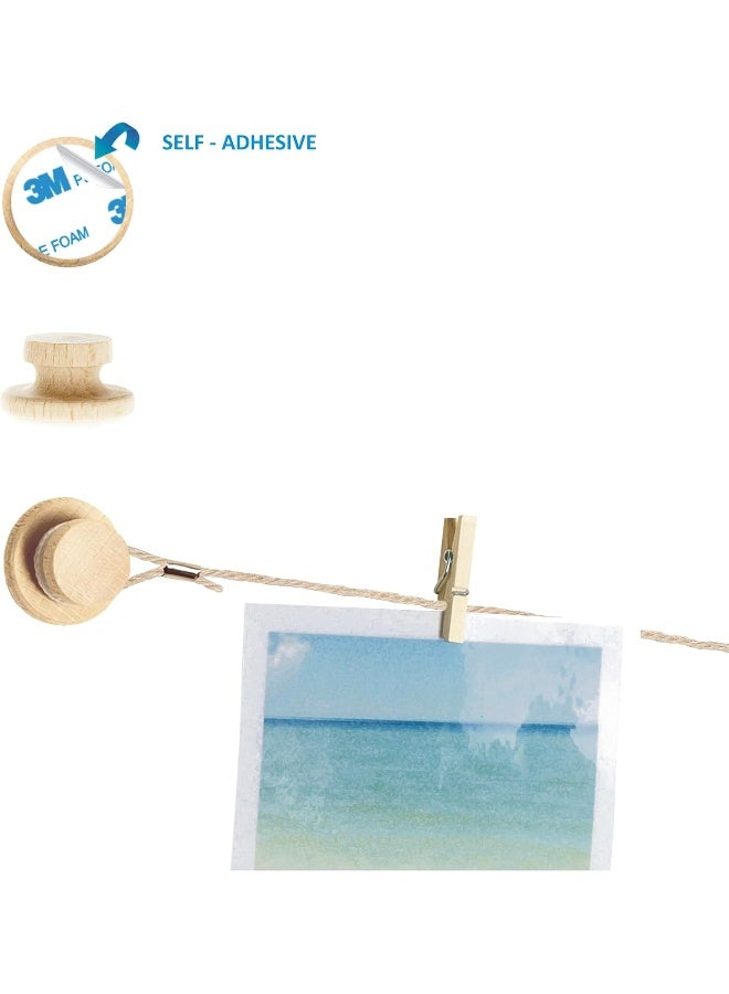 BIZYAC عرض الصور الفوري BIZYAC - خيط معلق مع مشابك - لاصق ذاتي 3M - التصاق وتعليق - بدون حفر ثقوب في الجدران - 30 × 30 بوصة - Image 3