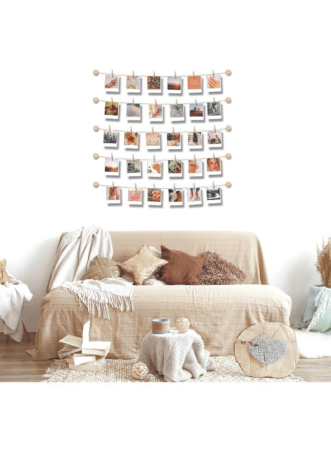 BIZYAC عرض الصور الفوري BIZYAC - خيط معلق مع مشابك - لاصق ذاتي 3M - التصاق وتعليق - بدون حفر ثقوب في الجدران - 30 × 30 بوصة - Image 2