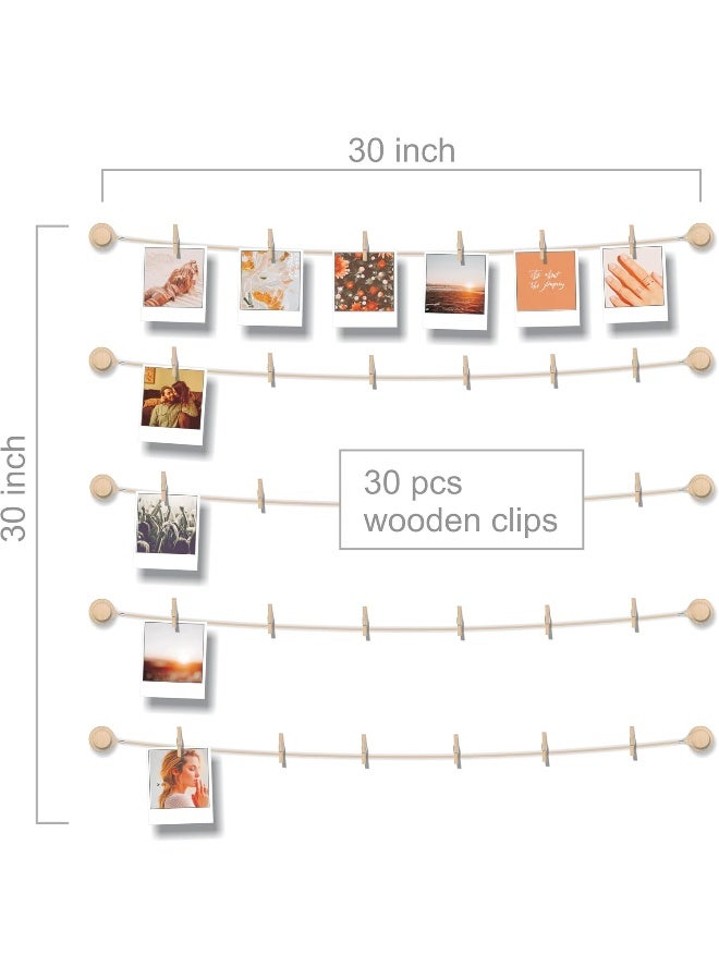BIZYAC عرض الصور الفوري BIZYAC - خيط معلق مع مشابك - لاصق ذاتي 3M - التصاق وتعليق - بدون حفر ثقوب في الجدران - 30 × 30 بوصة - Image 4