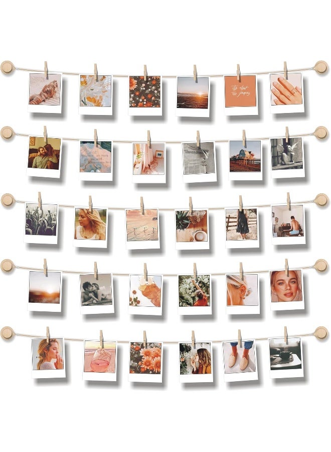 BIZYAC عرض الصور الفوري BIZYAC - خيط معلق مع مشابك - لاصق ذاتي 3M - التصاق وتعليق - بدون حفر ثقوب في الجدران - 30 × 30 بوصة - Image 1