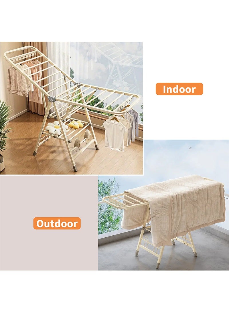 Topyich Foldable Clothes Drying Stand，3-Tier Adjustable Clothes Drying Rack, Movable Carbon Steel Drying Rack for Indoor & Outdoor Use (Milky white, 160cm) - Image 5