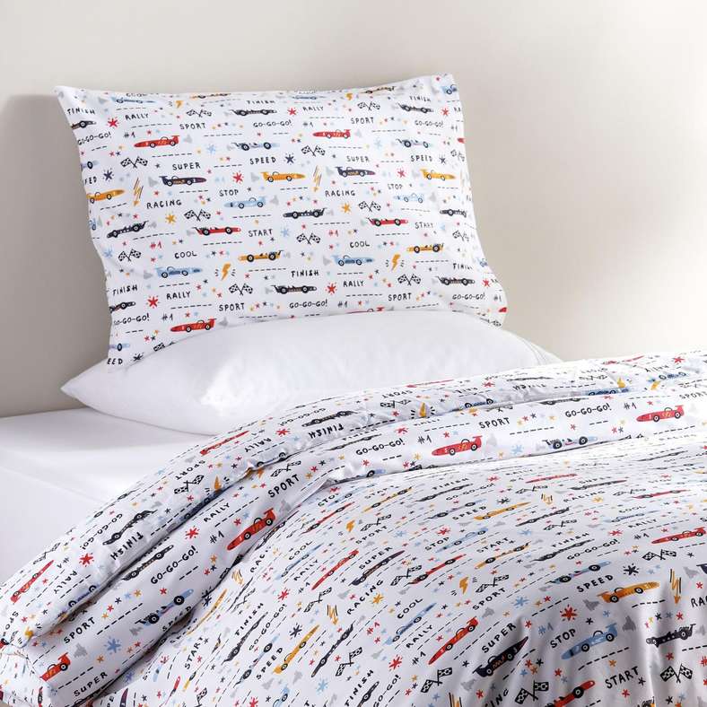 Pan Home طقم غطاء لحاف سيارات السباق 2 قطعة 135x200 سم - أزرق - Image 1