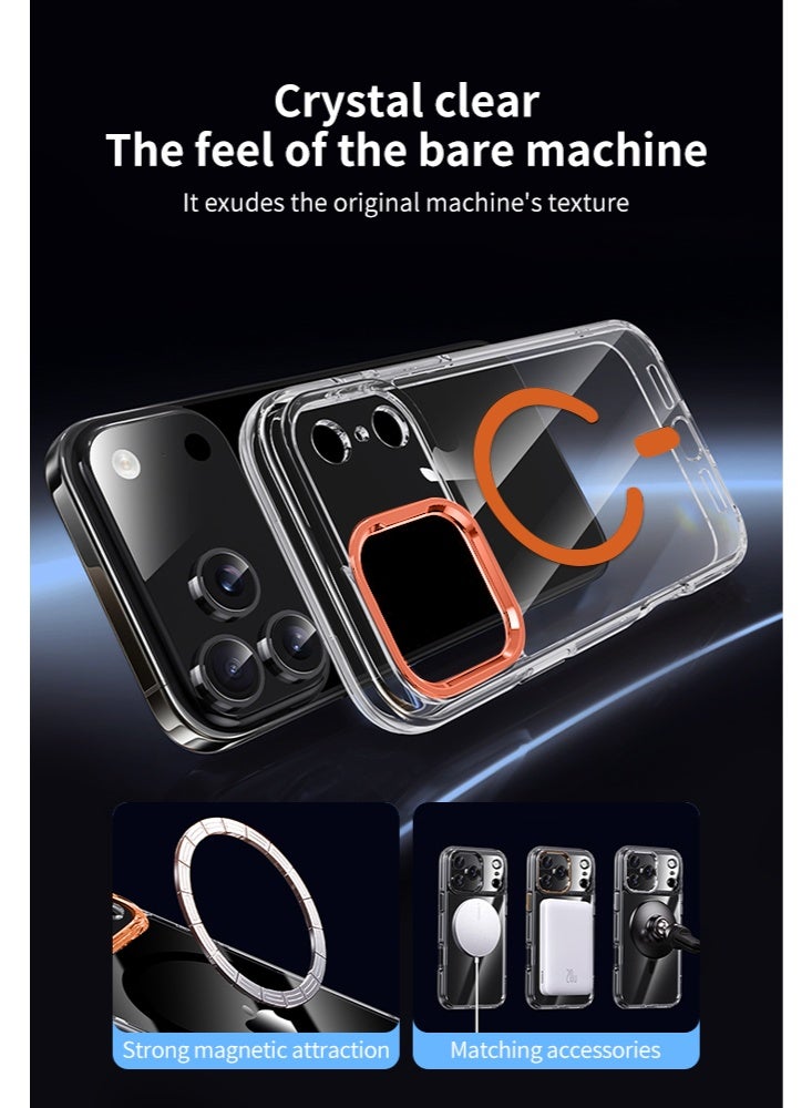 Magnetic Compatible with iPhone 17 Pro Max Case , Upgraded Compatible with Magsafe Non-Yellowing Protective Shockproof Bumper Phone Cover - orange - Image 4