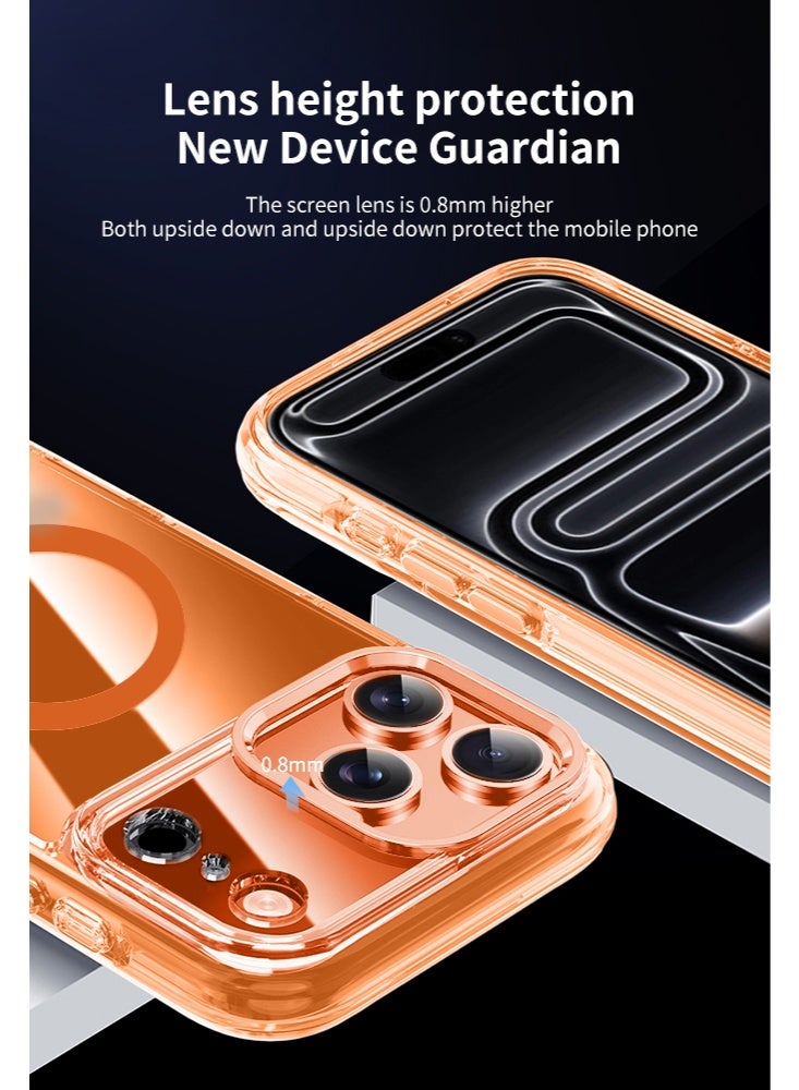 Magnetic Compatible with iPhone 17 Pro Max Case , Upgraded Compatible with Magsafe Non-Yellowing Protective Shockproof Bumper Phone Cover - orange - Image 5