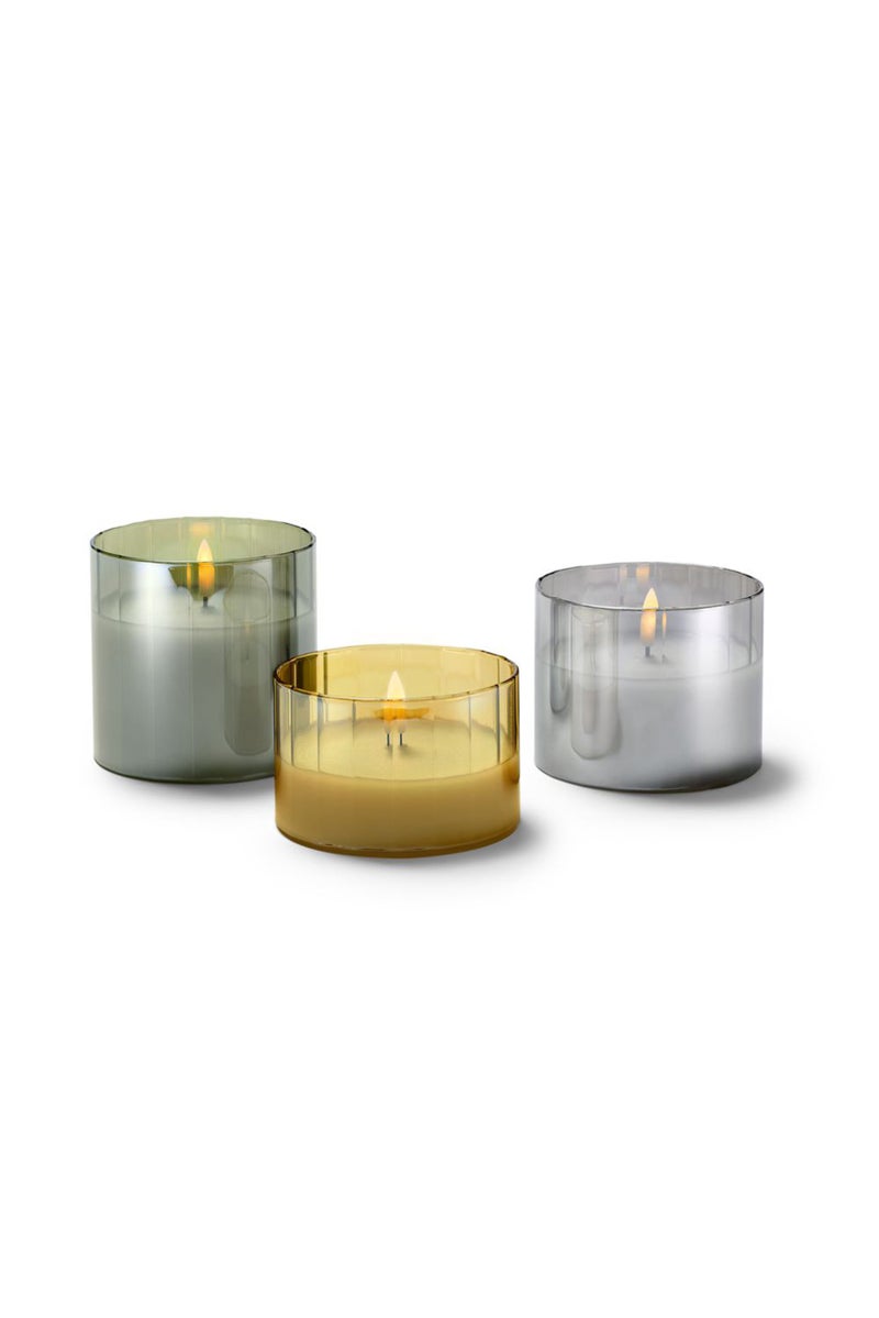 Tchibo 3Pcs LED Wax Candle, Dark Olive Green Combo  - Image 2