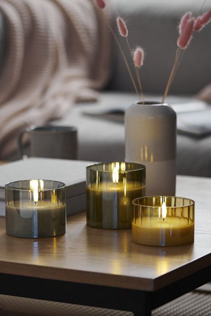 Tchibo 3Pcs LED Wax Candle, Dark Olive Green Combo  - Image 1