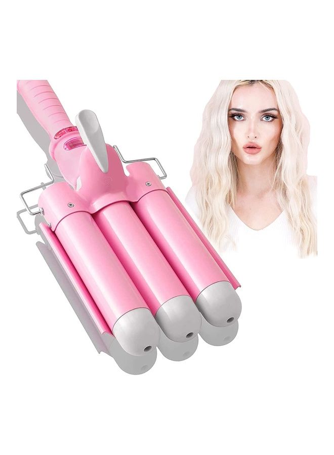 NIBEMINENT 3 Barrel Waver Hair Curler Pink/White - Image 1