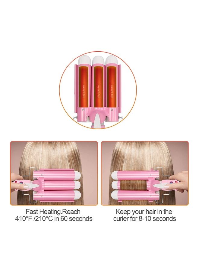 NIBEMINENT 3 Barrel Waver Hair Curler Pink/White - Image 4