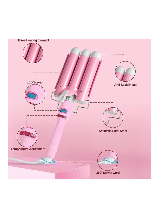 NIBEMINENT 3 Barrel Waver Hair Curler Pink/White - Image 2