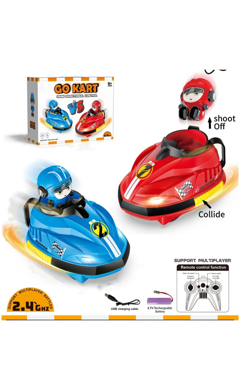 M MIAOYAN Two person remote control battle collision car parent-child interaction go kart drift catapult children's toy, dynamic music, and cool lighting. Come and have a happy game with your child  - Image 1