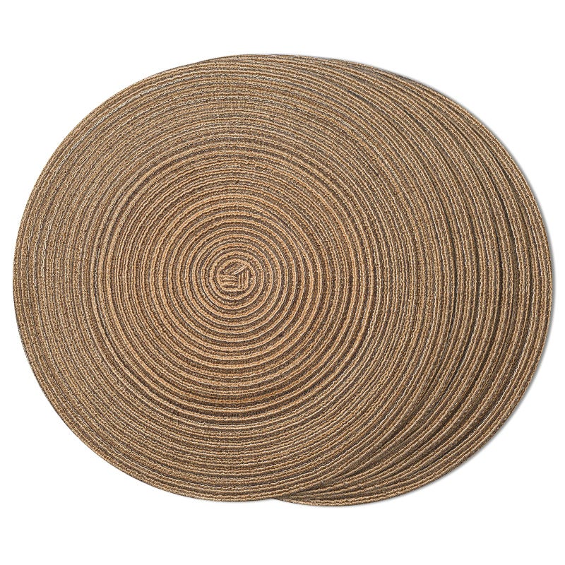 FunWheat FunWheat Round Braided Placemats Set of 6 Place mats for Dining Tables Woven Heat Resistant Table Mats 15 inch for FallBrown