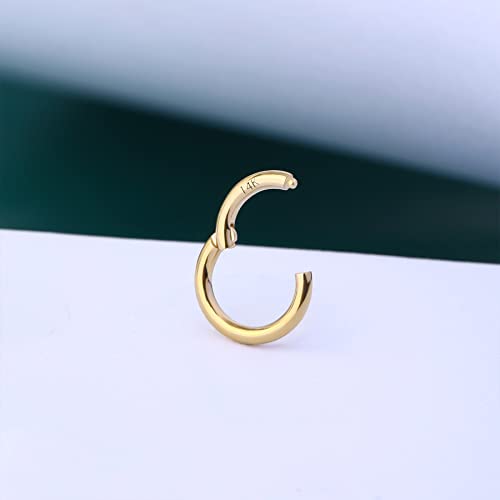 COCHARM 16G 14K Solid Gold 6mm Tiny Helix Tragus Earring Hoop 16g Hinged Snug Rook Hoop Earrings Yellow Gold - Image 5