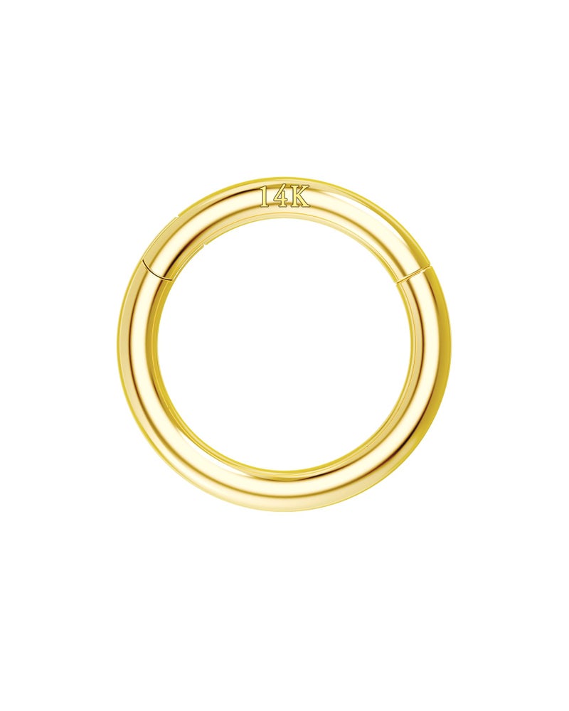 COCHARM 16G 14K Solid Gold 6mm Tiny Helix Tragus Earring Hoop 16g Hinged Snug Rook Hoop Earrings Yellow Gold - Image 1