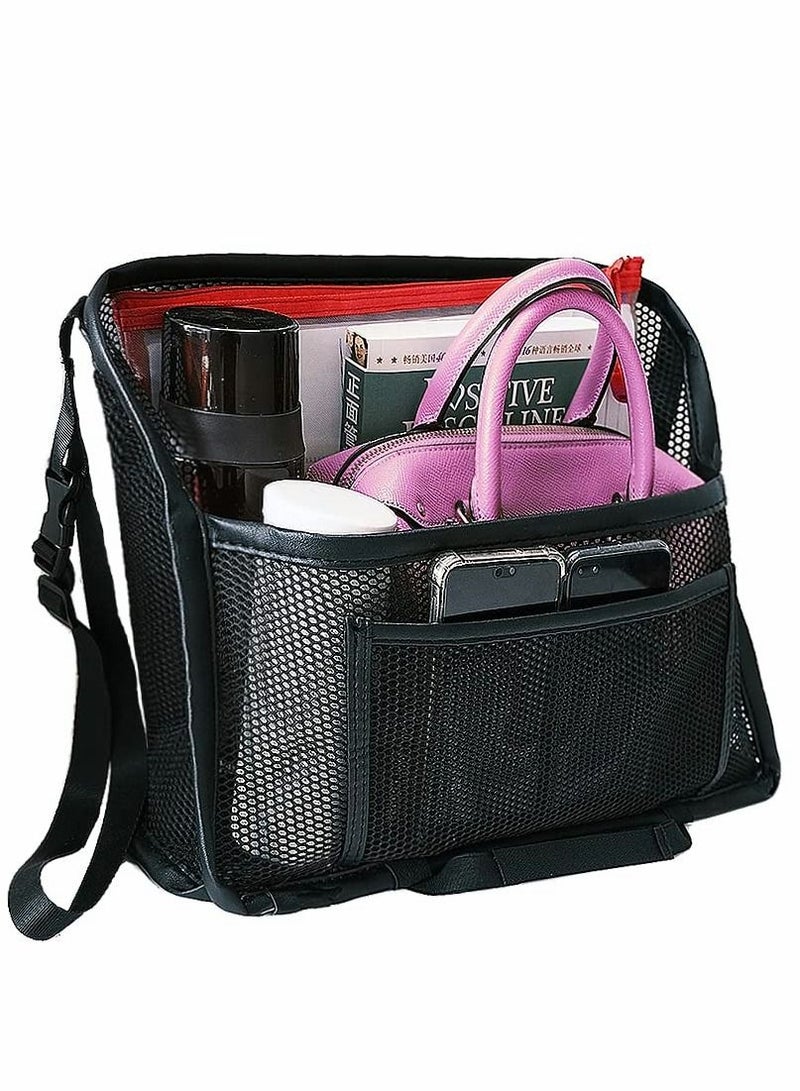 SYOSI Car Net Pocket, Large Capacity Storage Bag Hanging Between Seats, Car Front Seat Handbag Holder, Car Storage Bag Suitable for Storing Wallets Mobile Phones Document Bags Tissues Handbags (Black)  - Image 1