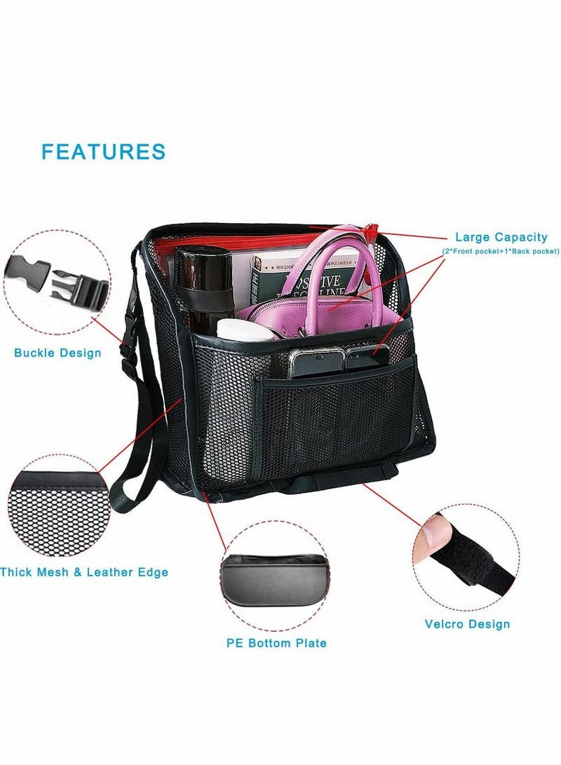 SYOSI Car Net Pocket, Large Capacity Storage Bag Hanging Between Seats, Car Front Seat Handbag Holder, Car Storage Bag Suitable for Storing Wallets Mobile Phones Document Bags Tissues Handbags (Black)  - Image 2